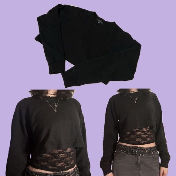 Source Unknown Sweaters - Black Cropped Sweater